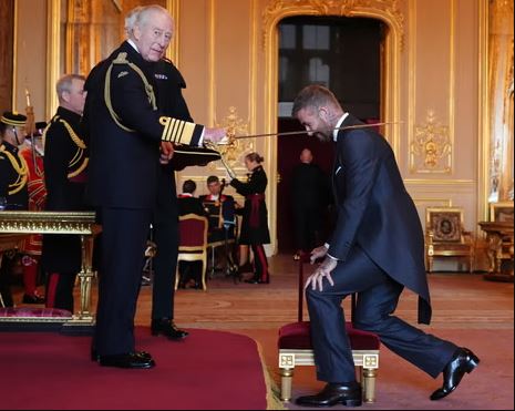 Sir David Beckham receives knighthood from King Charles III at Windsor Castle
